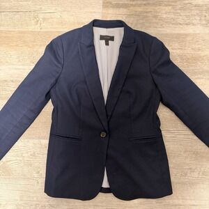 Women's J.CREW PARKE BLAZER LINEN BLEND SIZE 8 NAVY BLUE  H9710 Preppy